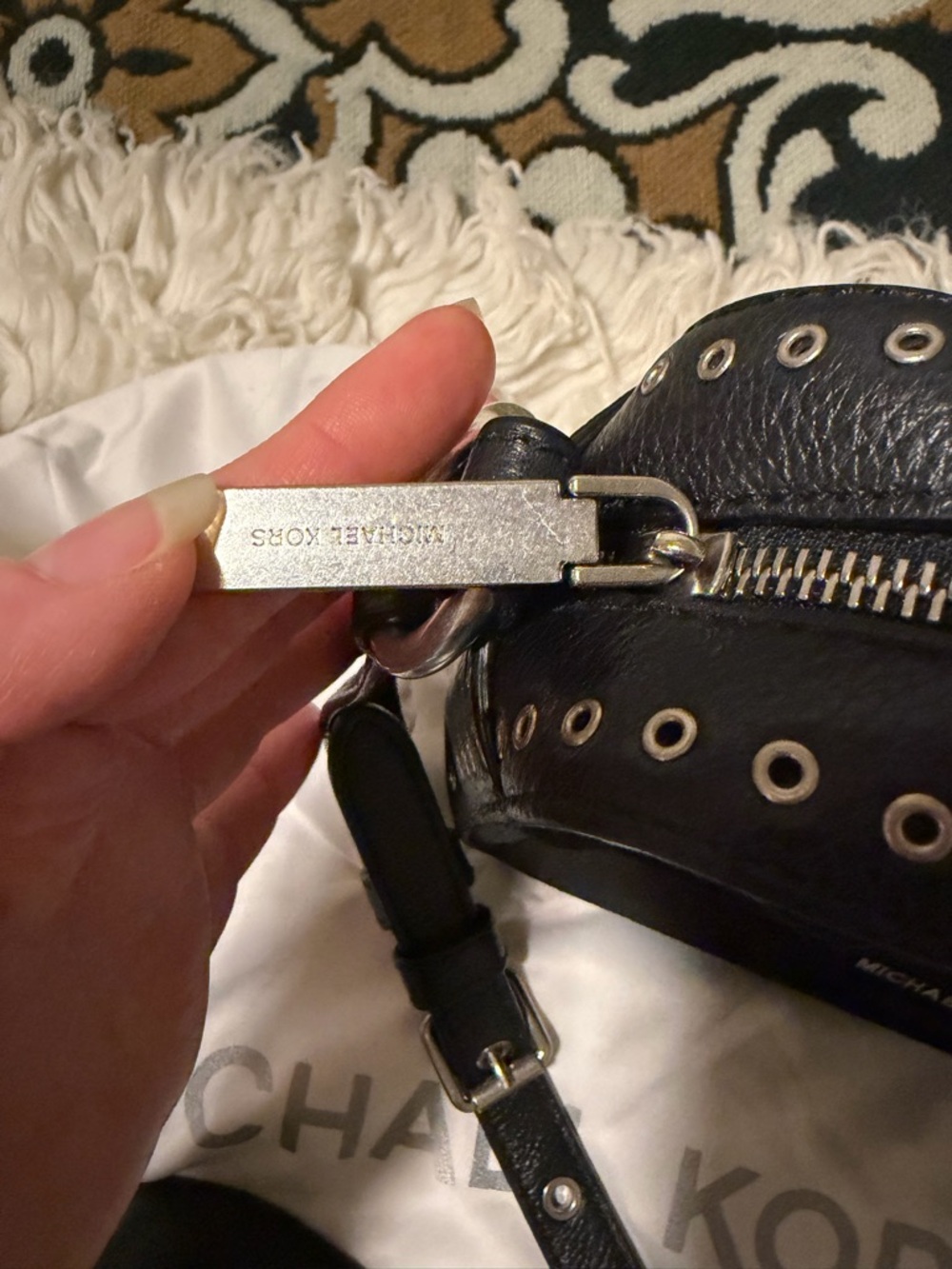 Michael Kors Black Suede and Leather Crossbody - Picture 6 of 7